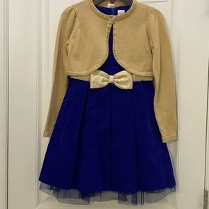 Blue dress w/gold short jacket